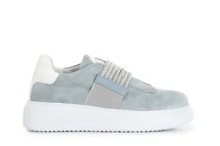 Sneakers slip-on in camoscio con fascia strass