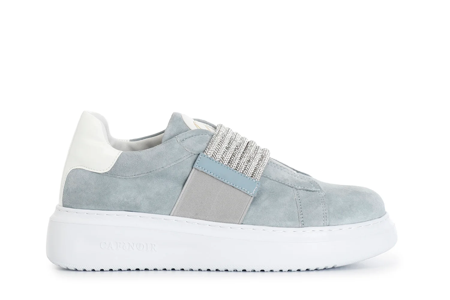 Sneakers slip-on in camoscio con fascia strass