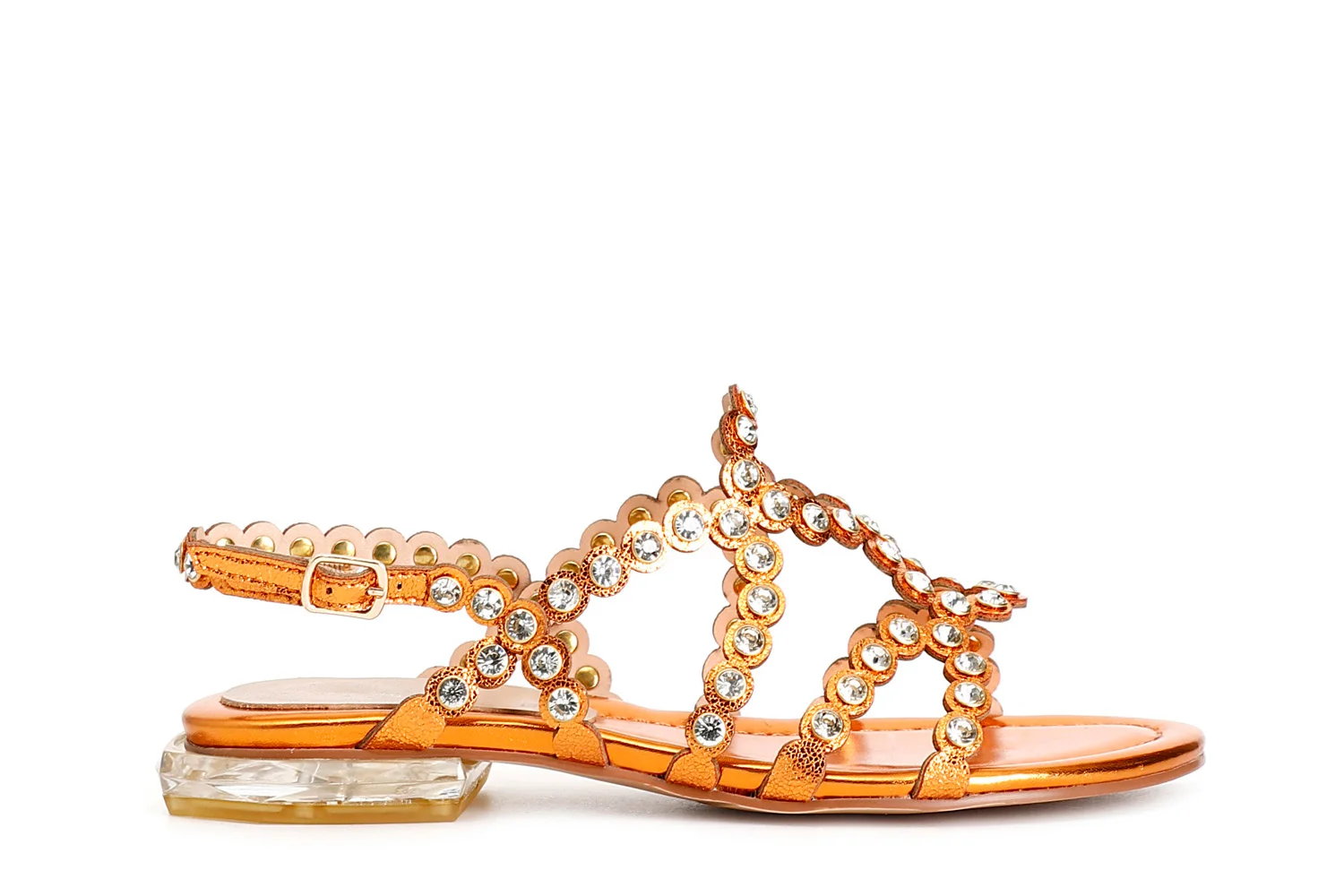 Sandali con multilistini e strass