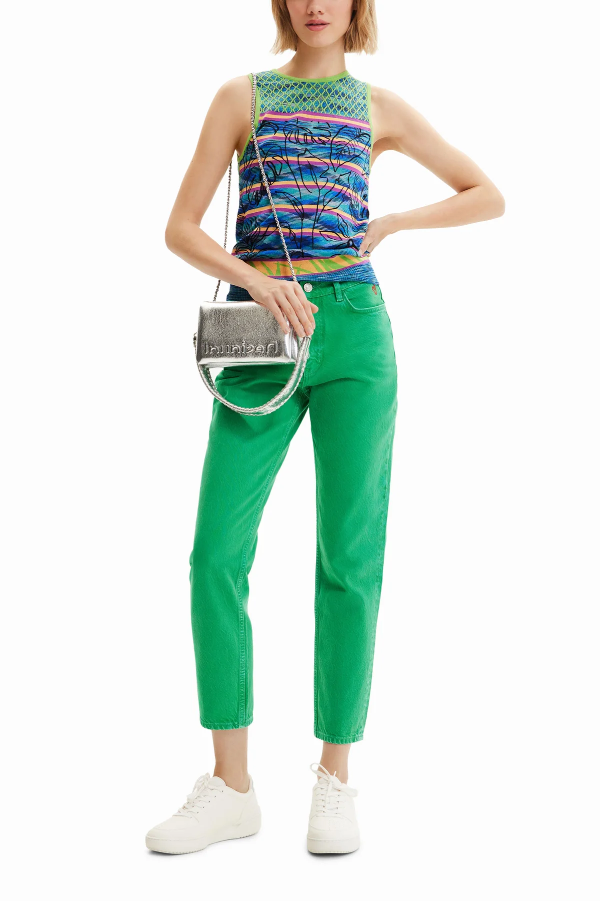 Desigual Canotta Donna Verde Logo