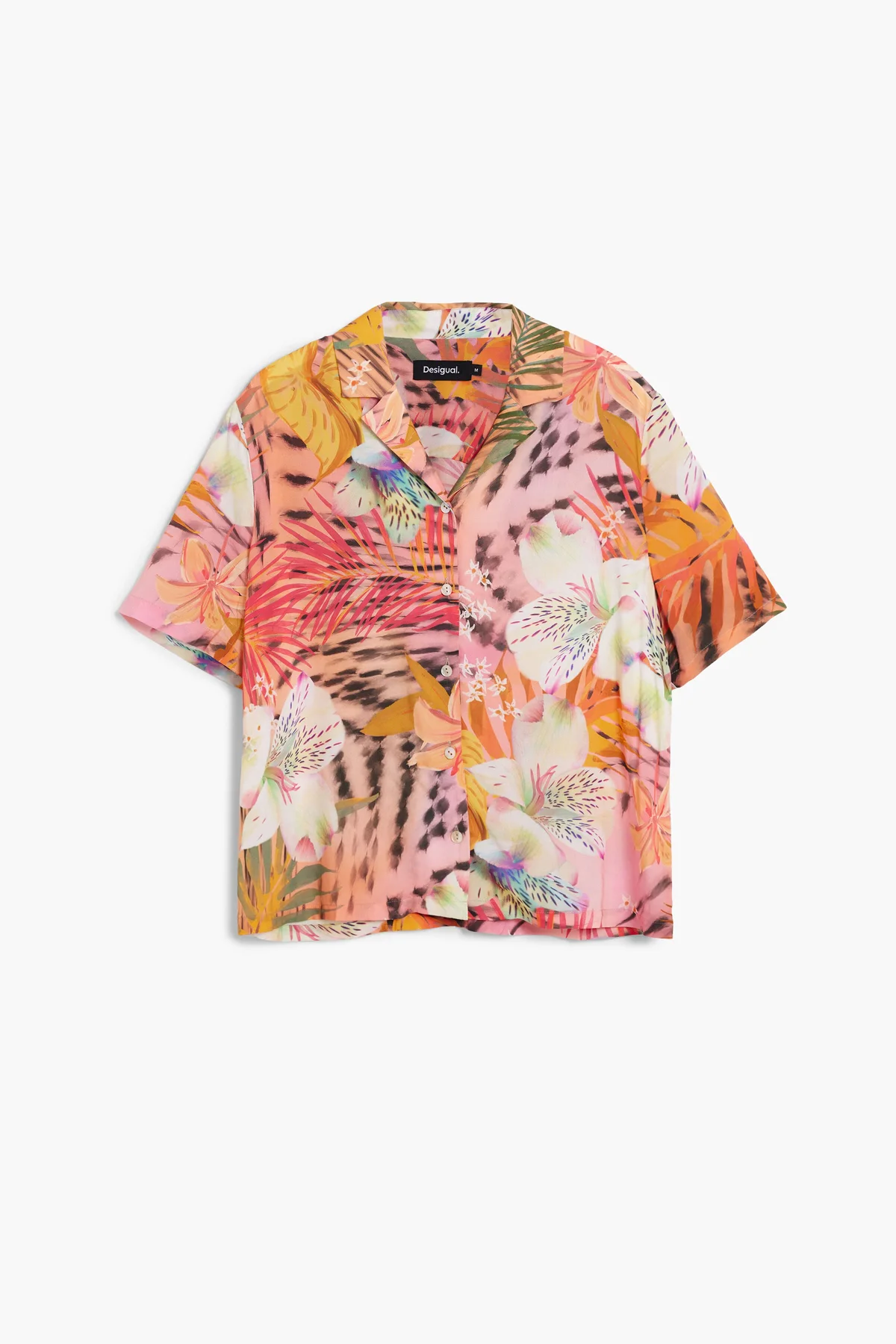 Camicia Maniche Corte Donna Arancione Stampa Logo - vista 4