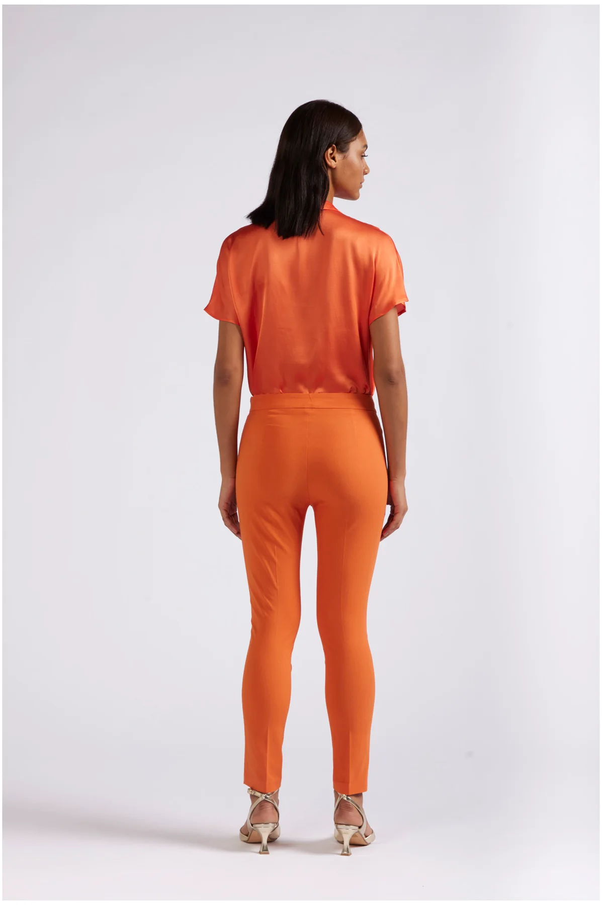 Leggings in tessuto superstretch arancio - vista 2