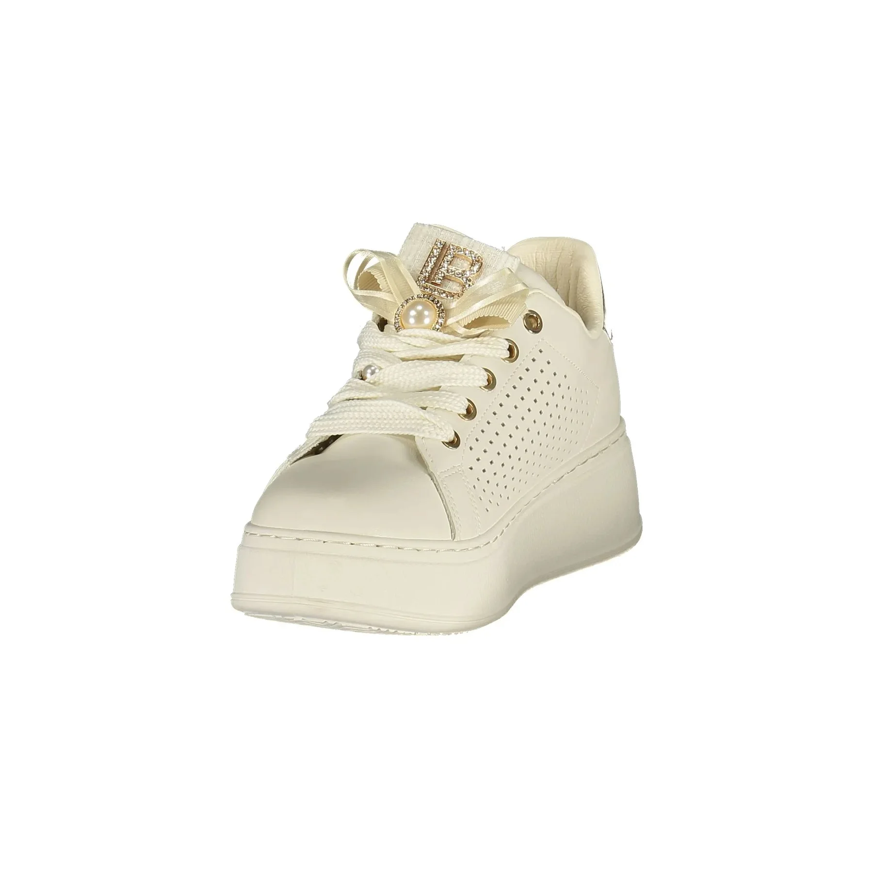 Laura Biagiotti Sneakers Donna Bianche Dettagli a Contrasto in Oro - vista 2
