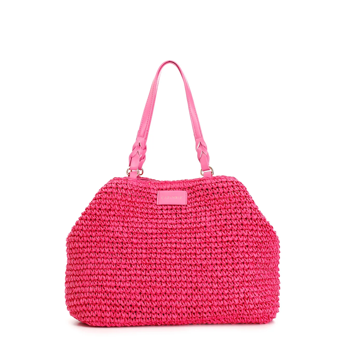 Tote a lavorazione crochet con charm colorato a cuore
