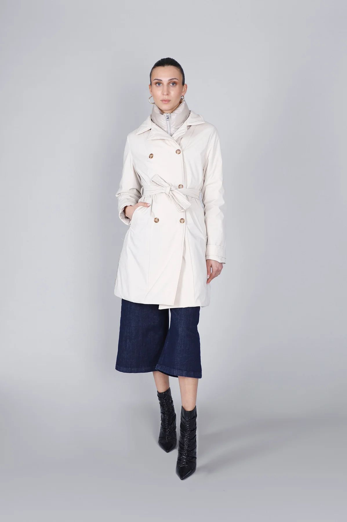 Trench imbottito bimateriale