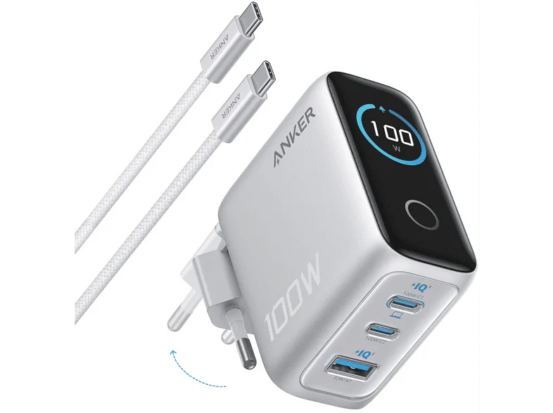 Caricabatteria Anker Charger 100W 3Port SmartDisplay