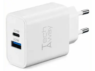 Caricabatterie TECH AWAY GAN+ 30 W 2 Porte USB A+C