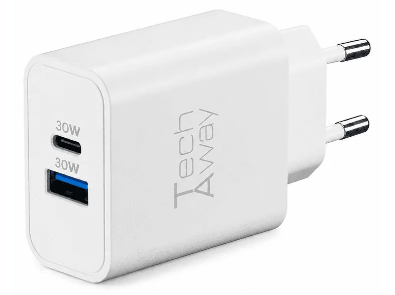 Caricabatterie TECH AWAY GAN+ 30 W 2 Porte USB A+C