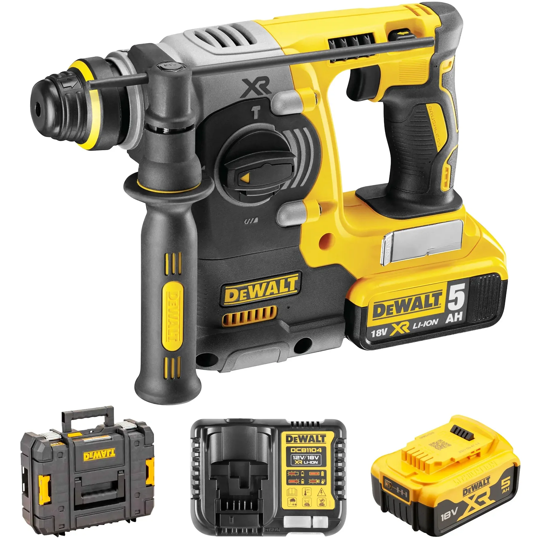 Trapano A Percussione Dewalt 18v Brushless + 2 Batterie Li-ion 5ah + Caricabatterie + Valigetta Tstak - Dch273p2t