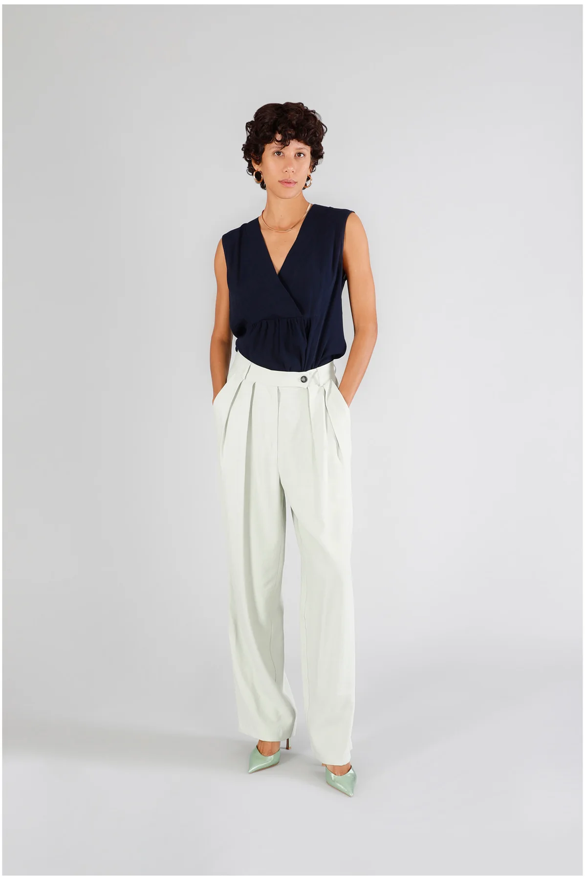Pantaloni Palazzo con Pinces