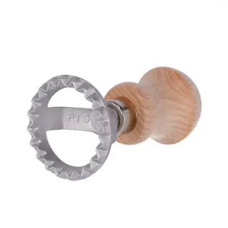 Stampo per ravioli in alluminio con impugnatura in legno