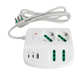 FANTON Multipresa da Tavolo 7 Uscite con USB-C PD 20W e USB-A