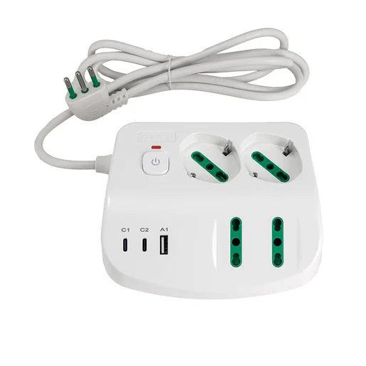 FANTON Multipresa da Tavolo 7 Uscite con USB-C PD 20W e USB-A