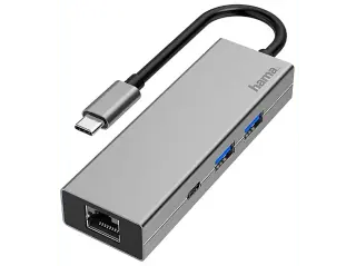 HAMA HUB USB Type C 3.1 / porta LAN + 2 porte A 1 C Power Delivery