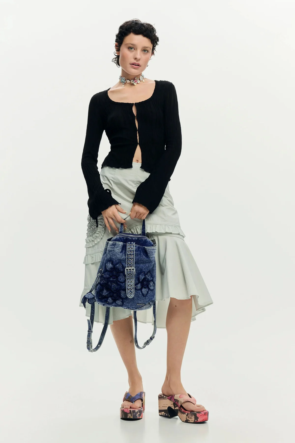 Desigual Zaino Donna Blu Logo