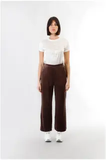 Pantaloni Palazzo in Ciniglia CafèNoir