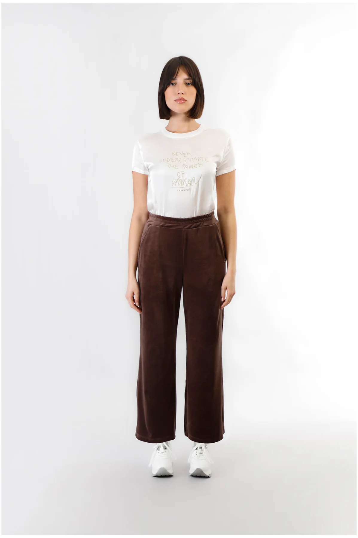 Pantaloni Palazzo in Ciniglia CafèNoir