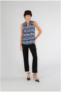 Blusa Smanicata Stampata Etnica CafèNoir