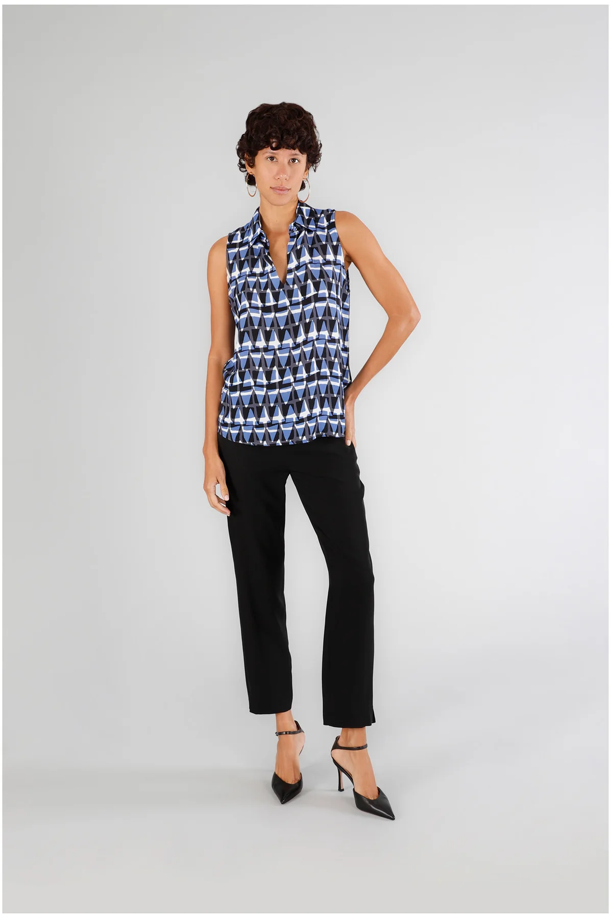 Blusa Smanicata Stampata Etnica CafèNoir