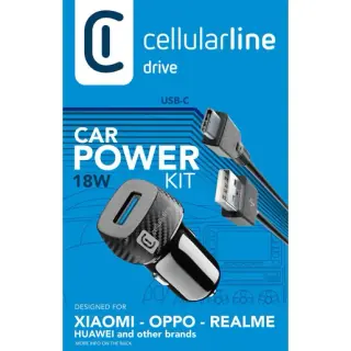 Caricabatterie da auto Cellularline USB Car Charger Kit 18W