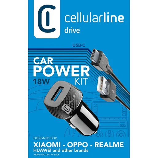 Caricabatterie da auto Cellularline USB Car Charger Kit 18W