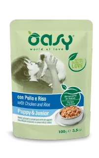 Oasy Wet Dog Straccetti Puppy E Junior Pollo E Riso
