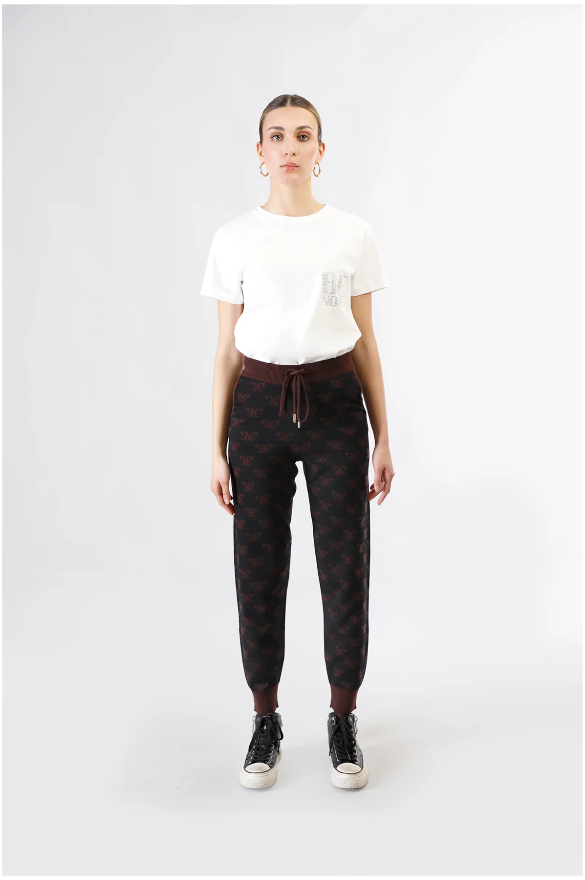 Pantaloni in Maglia con Logo Jacquard Multinero