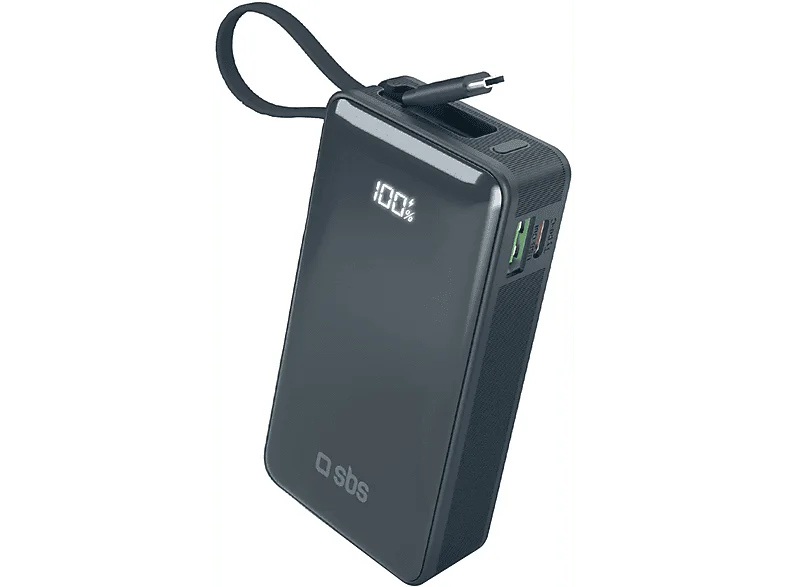 POWER BANK SBS 20W Display e cavo USB-C 10000mAh Blu