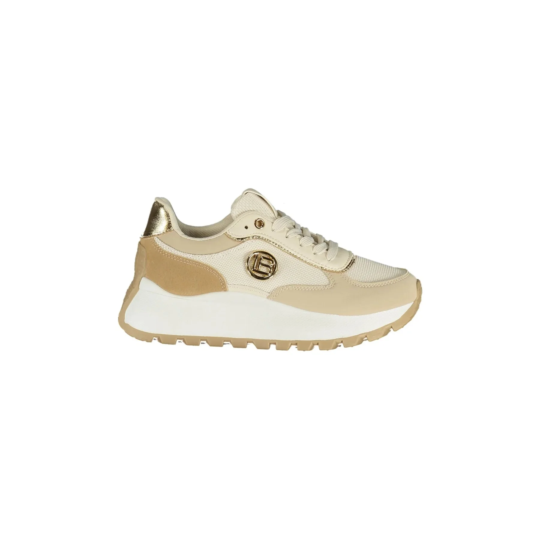 Laura Biagiotti Sneakers Donna Beige Dettagli a Contrasto in Oro
