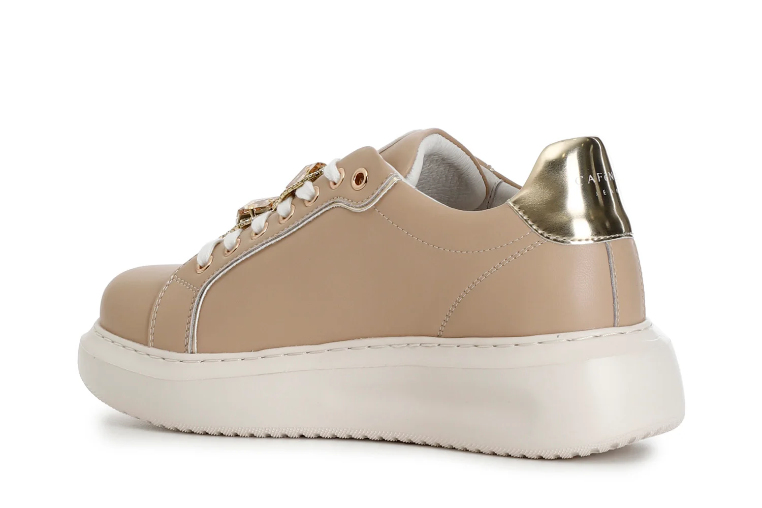Sneakers da donna in pelle con accessori gioiello removibili - vista 2