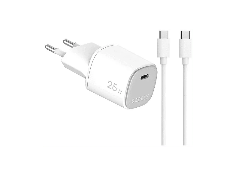 Celly Caricabatterie GAN a muro 25W con cavo USB-C