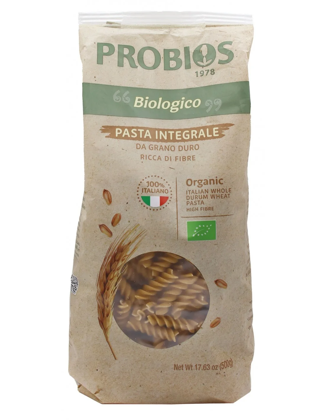 Fusilli integrali di grano duro italiano