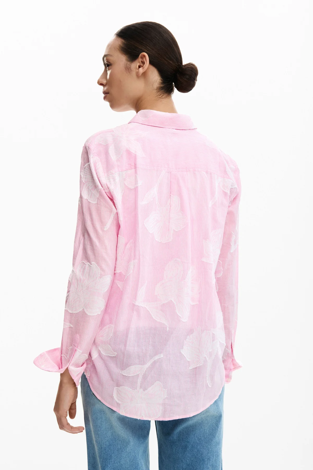Camicia Maniche Lunghe Donna Rosa Stampa Logo - vista 3