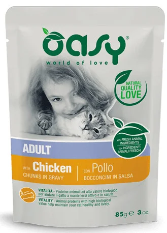 Oasy Bocconcini di Pollo in Salsa per Gatto Adulto