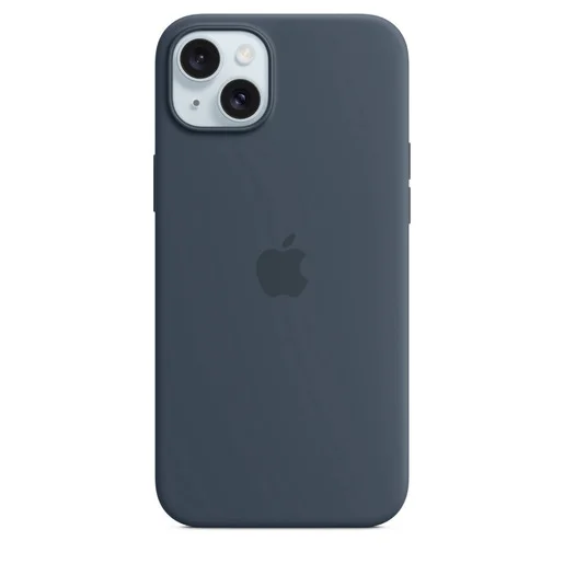 Custodia MagSafe in silicone per iPhone 15 Plus - Blu Tempesta