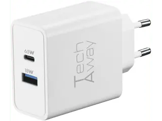 Caricabatterie TECH AWAY Gan+ 65 W 2 Porte USB A+C