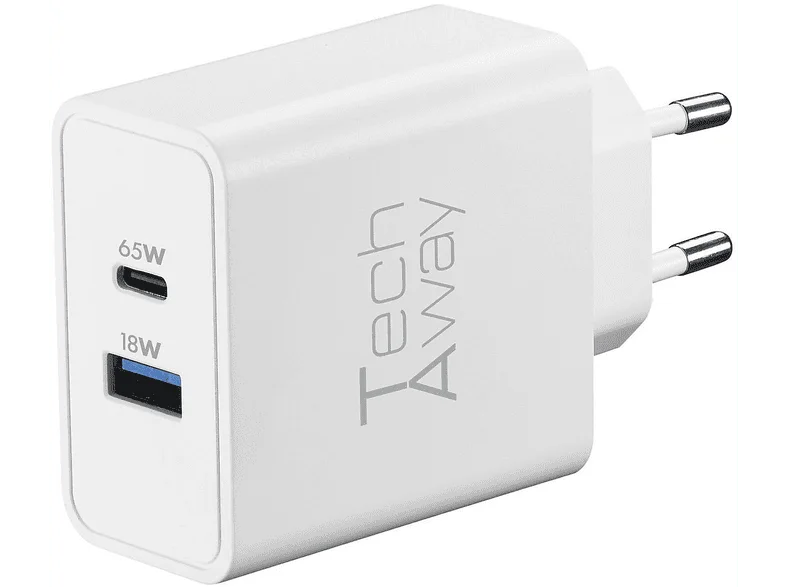 Caricabatterie TECH AWAY Gan+ 65 W 2 Porte USB A+C