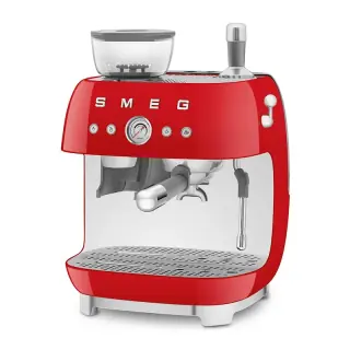 Smeg Macchina da Caffè Espresso Manuale con macinacaffè integrato 50's Style - Rosso Lucido
