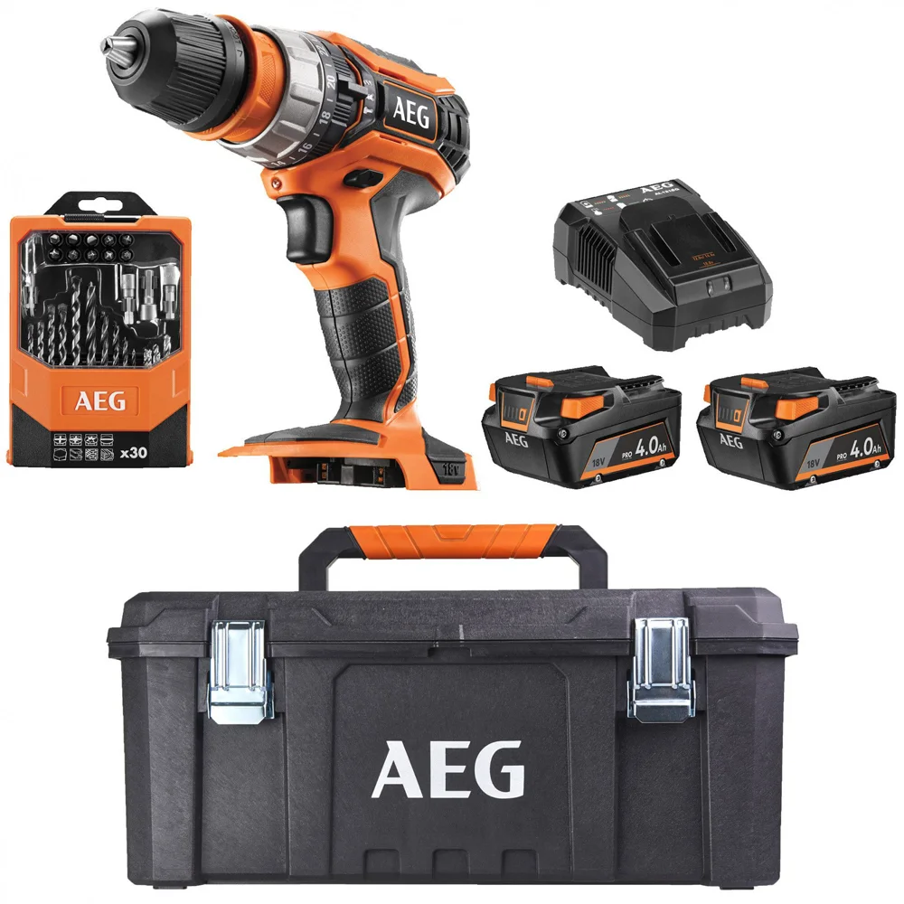Aeg Kit Trapano A Percussione A Batteria + 2 Batterie Da 4ah + Set 30 Accessori