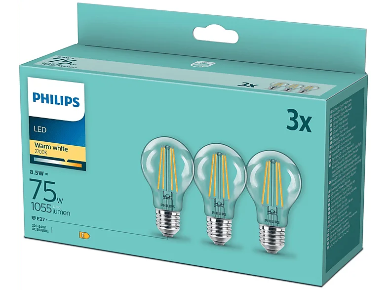 Lampadina Philips Goccia Filamento 75W 2700K