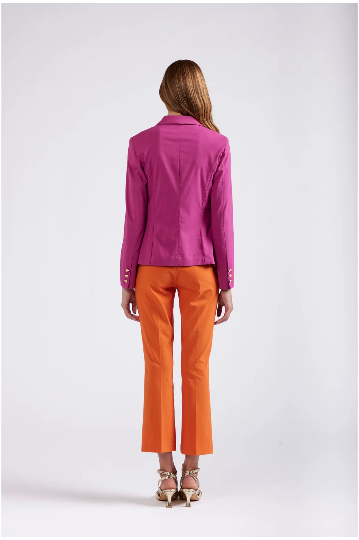 Giacca monopetto in tessuto superstretch fuxia - vista 2