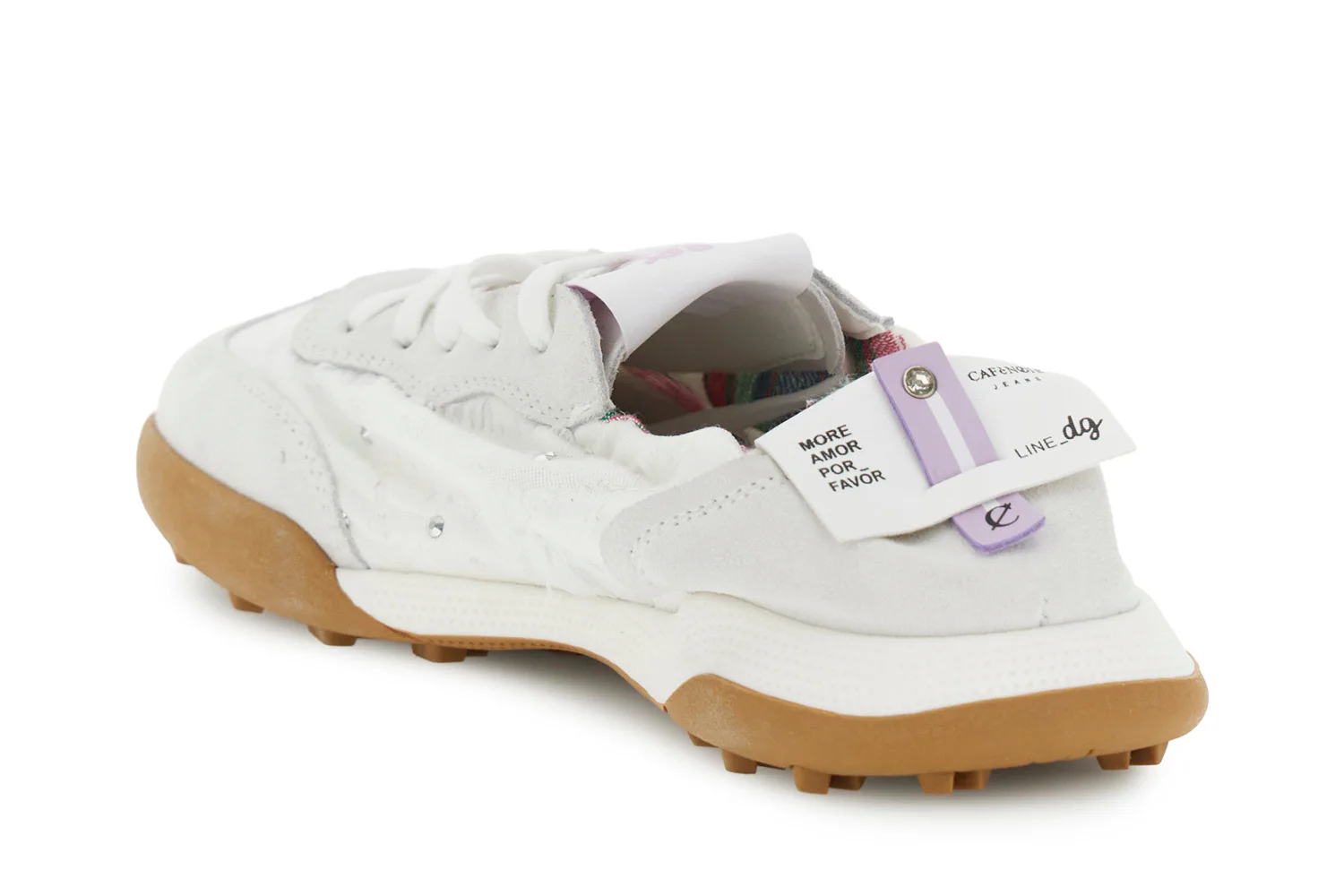 Sneakers allacciate in tessuto e pelle scamosciata - vista 2