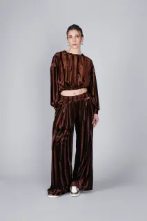 Pantaloni Palazzo in Velluto CafèNoir