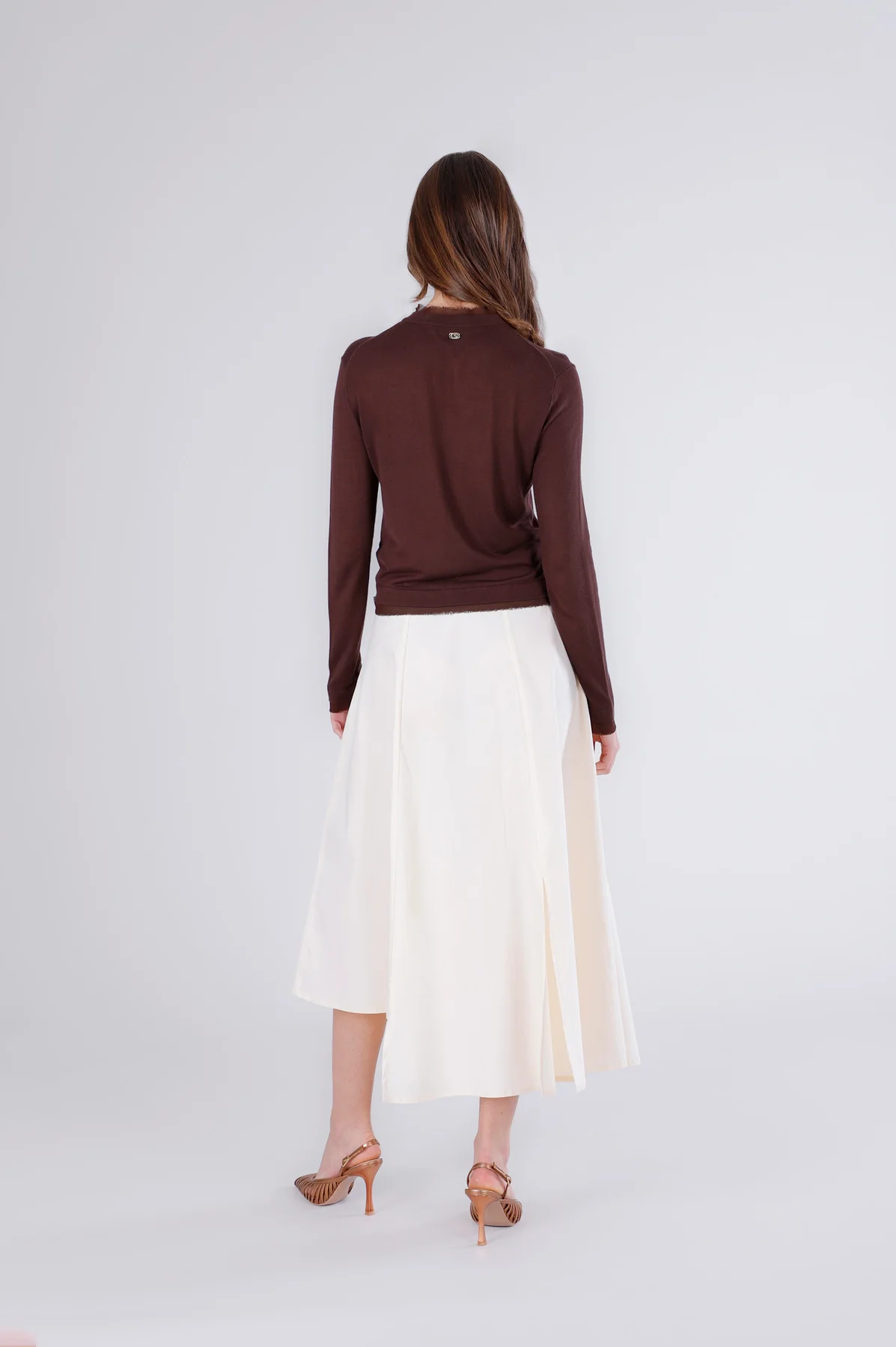 Cardigan in viscosa da donna con bordini in tessuto fondente - vista 2