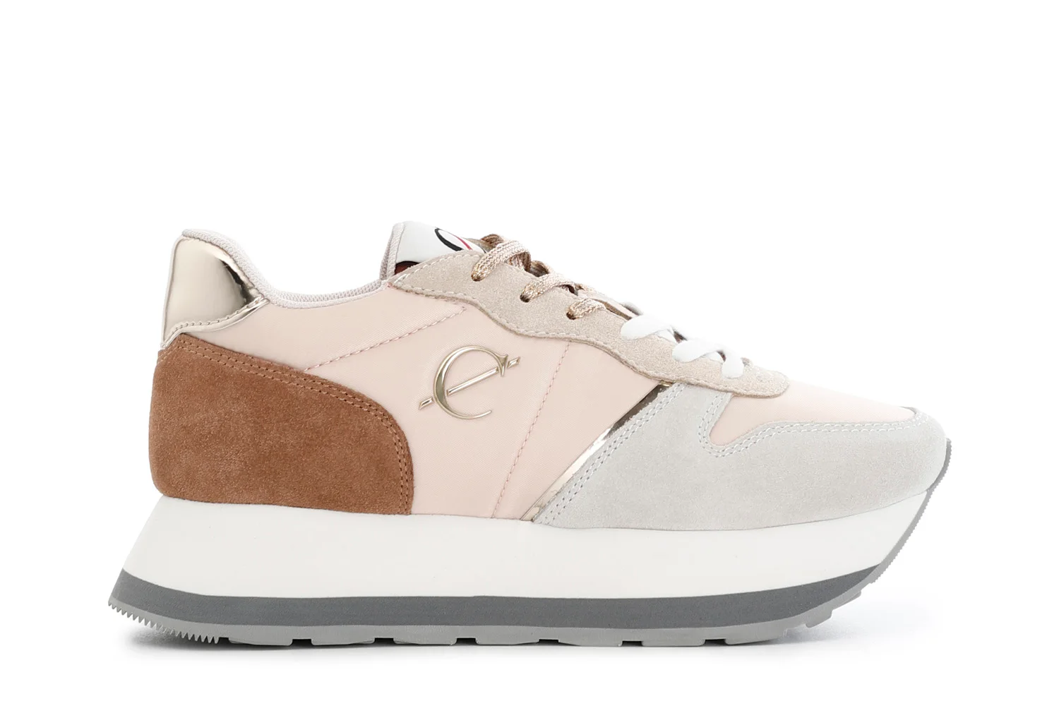 Sneakers CafèNoir da donna in pelle scamosciata e tessuto