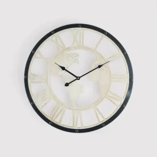 Erides - Orologio con numeri romani e mappamondo intagliato