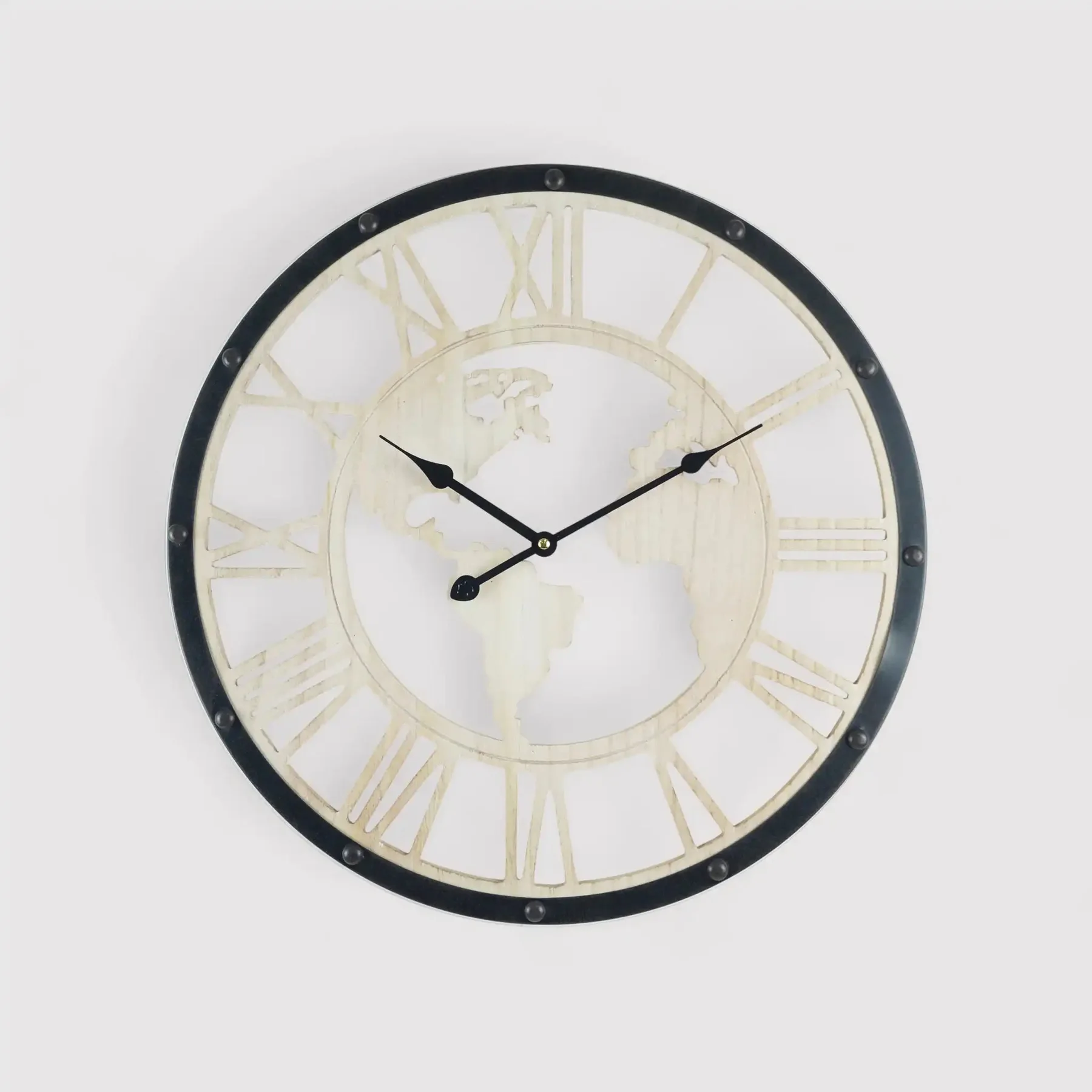 Erides - Orologio con numeri romani e mappamondo intagliato