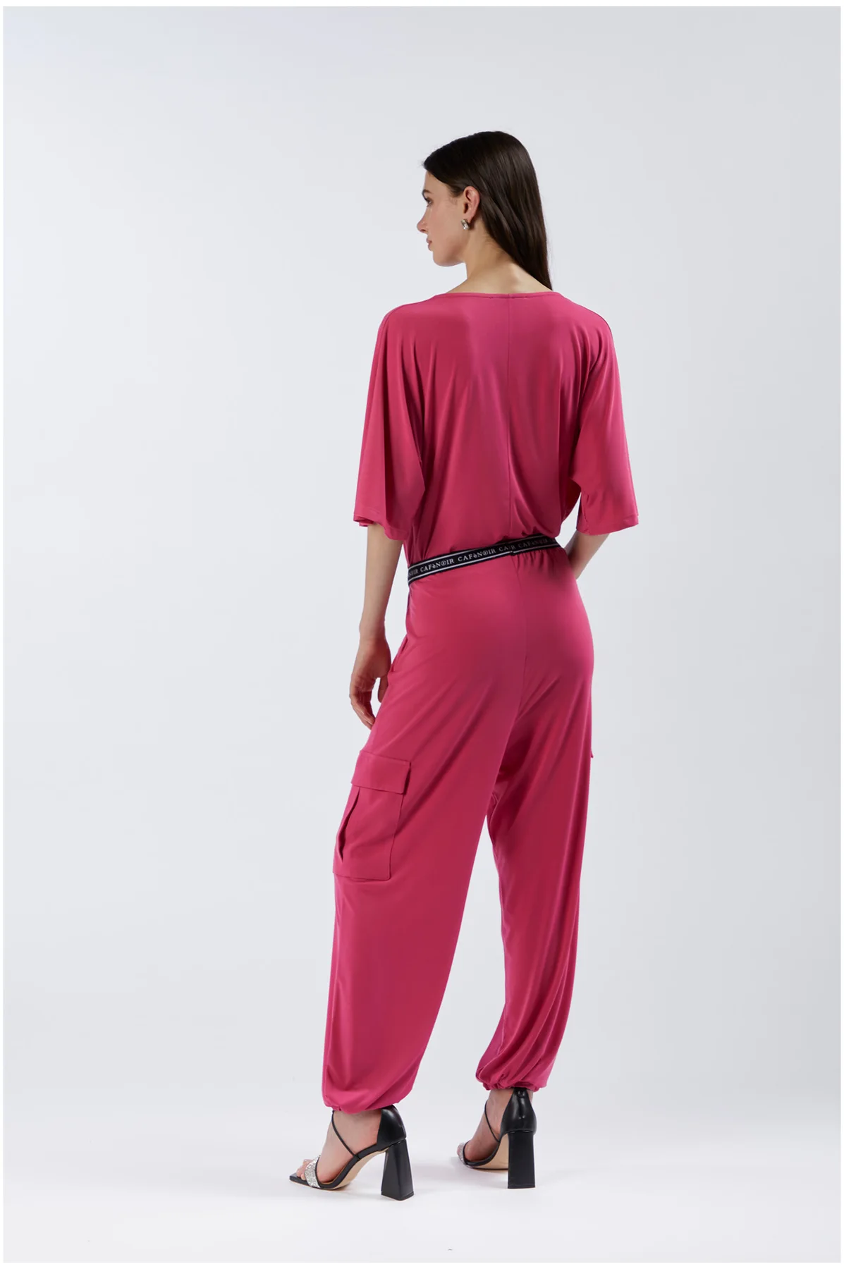 Pantaloni Cargo in Jersey Fuxia - vista 2