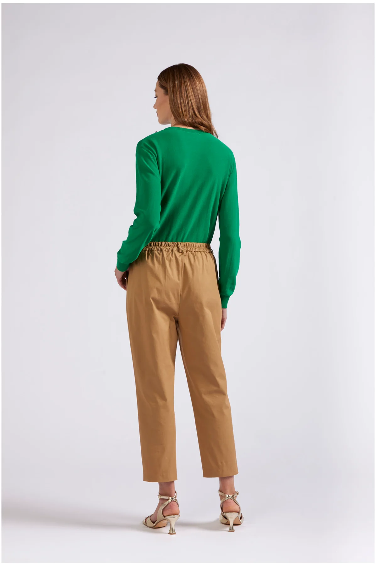 Pantaloni Chino con Pinces in Cotone - vista 2