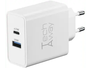 Caricabatterie Tech Away Gan+ 45 W 2 Porte USB A+C